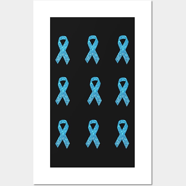 Light Blue Faux Glitter Awareness Ribbon Pack Wall Art by Felicity-K